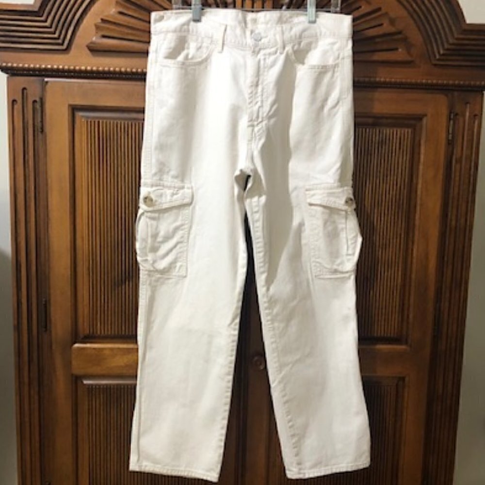 7 For All Mankind Dylan Off-White Cargo Pants - Picture 1 of 8